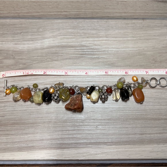 Vintage Designer Silpada Sterling Silver Multi Stone Cha Cha Toggle Bracelet, 8” - Picture 5 of 6